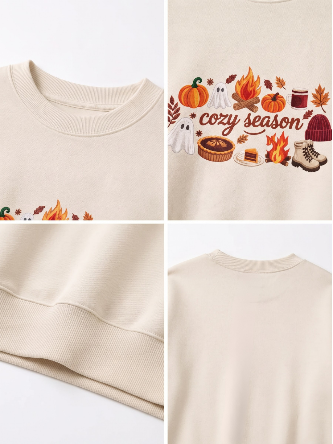 Chaotic Mom Embroided Spooky Fall Cozy Season Campfire Ghost Pumpkin Sweatshirt