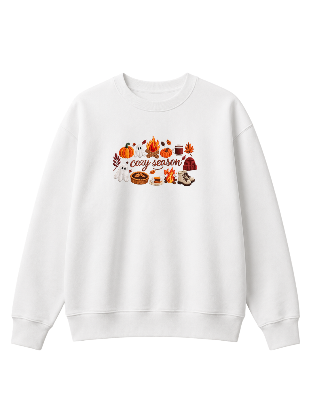 Chaotic Mom Embroided Spooky Fall Cozy Season Campfire Ghost Pumpkin Sweatshirt