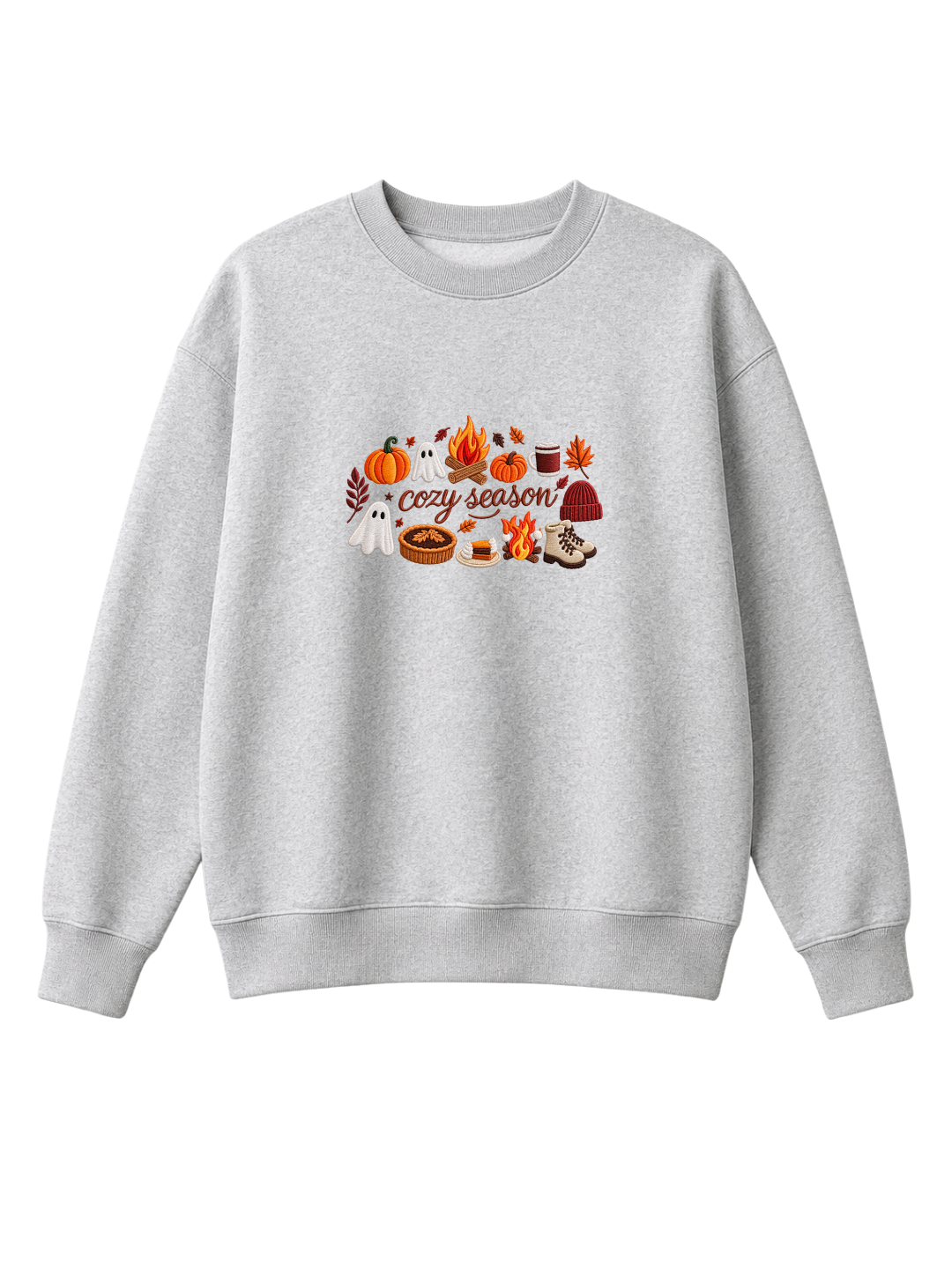 Chaotic Mom Embroided Spooky Fall Cozy Season Campfire Ghost Pumpkin Sweatshirt