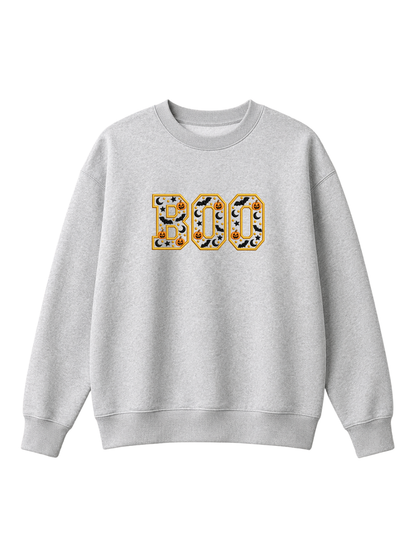 Chaotic Mom Embroided Varsity Chenille Patch Boo Spooky Season Halloween Sweatshirt