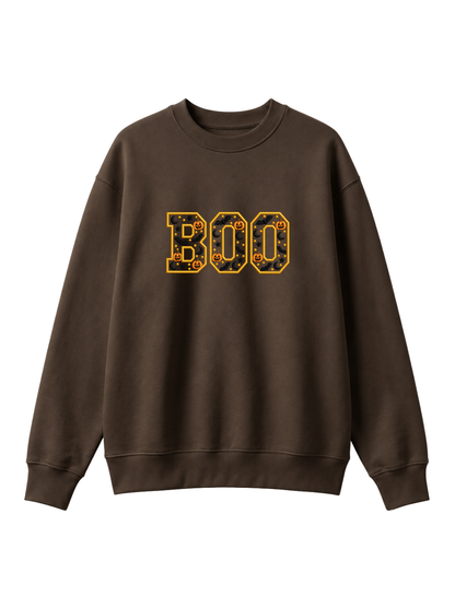 Chaotic Mom Embroided Varsity Chenille Patch Boo Spooky Season Halloween Sweatshirt