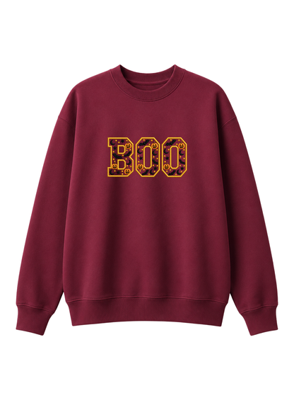 Chaotic Mom Embroided Varsity Chenille Patch Boo Spooky Season Halloween Sweatshirt