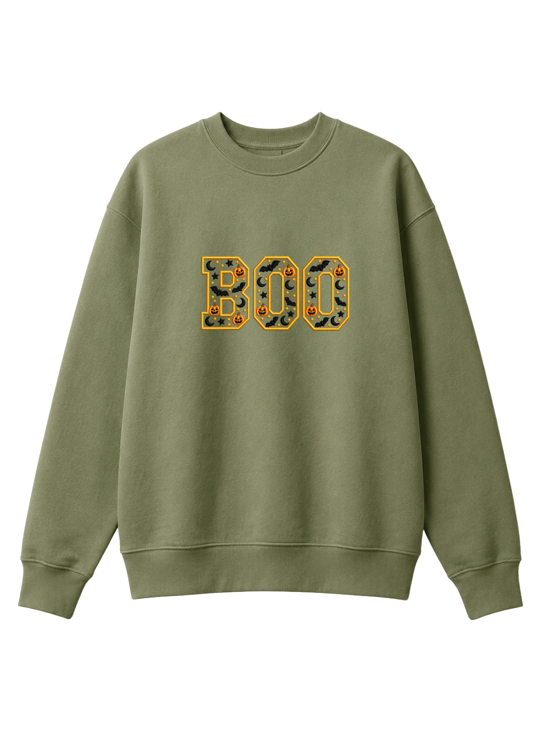 Chaotic Mom Embroided Varsity Chenille Patch Boo Spooky Season Halloween Sweatshirt
