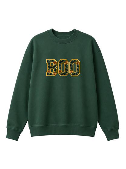 Chaotic Mom Embroided Varsity Chenille Patch Boo Spooky Season Halloween Sweatshirt