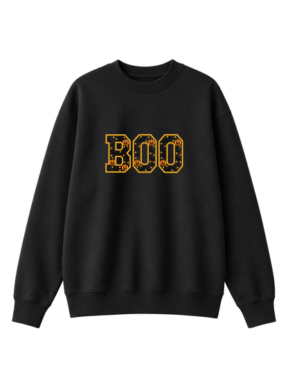 Chaotic Mom Embroided Varsity Chenille Patch Boo Spooky Season Halloween Sweatshirt