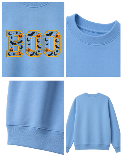Chaotic Mom Embroided Varsity Chenille Patch Boo Spooky Season Halloween Sweatshirt