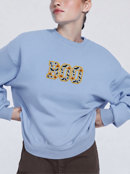 Chaotic Mom Embroided Varsity Chenille Patch Boo Spooky Season Halloween Sweatshirt