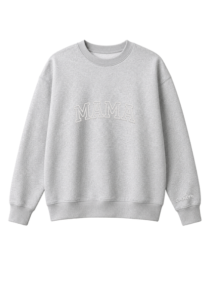 Chaotic Mom Embroided Varsity Mama Custom Crewneck Sweatshirt