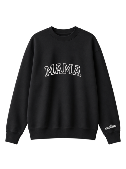 Chaotic Mom Embroided Varsity Mama Custom Crewneck Sweatshirt