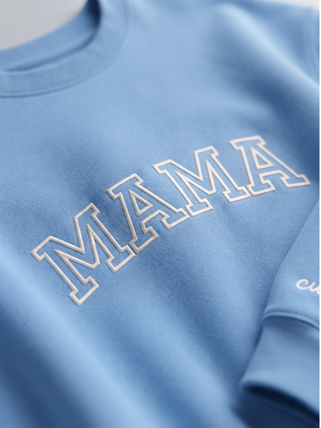 Chaotic Mom Embroided Varsity Mama Custom Crewneck Sweatshirt