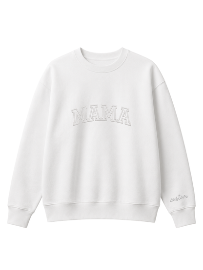 Chaotic Mom Embroided Varsity Mama Custom Crewneck Sweatshirt