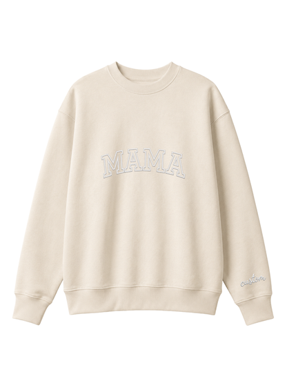 Chaotic Mom Embroided Varsity Mama Custom Crewneck Sweatshirt
