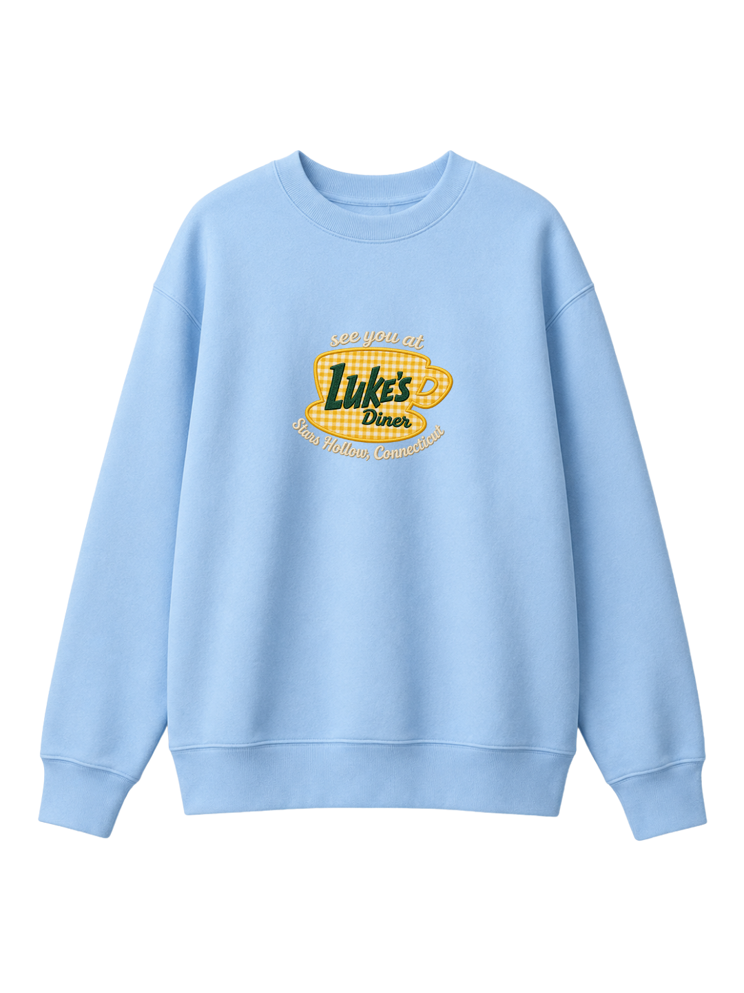 Chaotic Mom Gingham Embroided See You At Lukes Diner Coffee Cup Sweatshirt