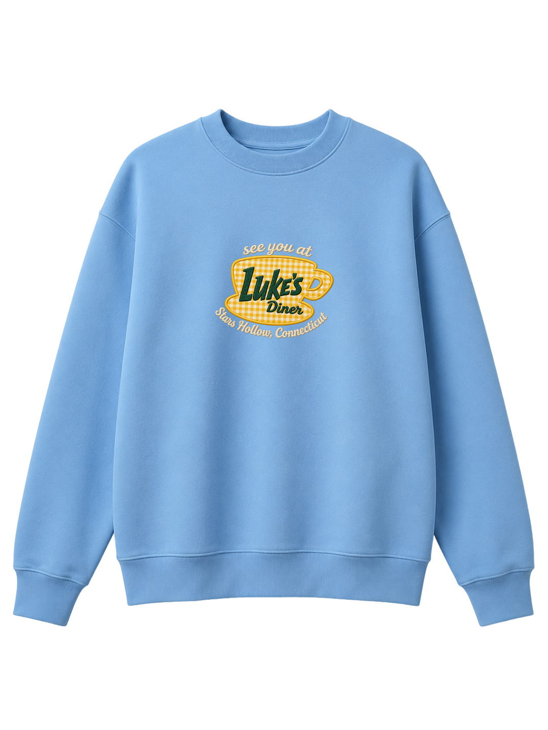 Chaotic Mom Gingham Embroided See You At Lukes Diner Coffee Cup Sweatshirt