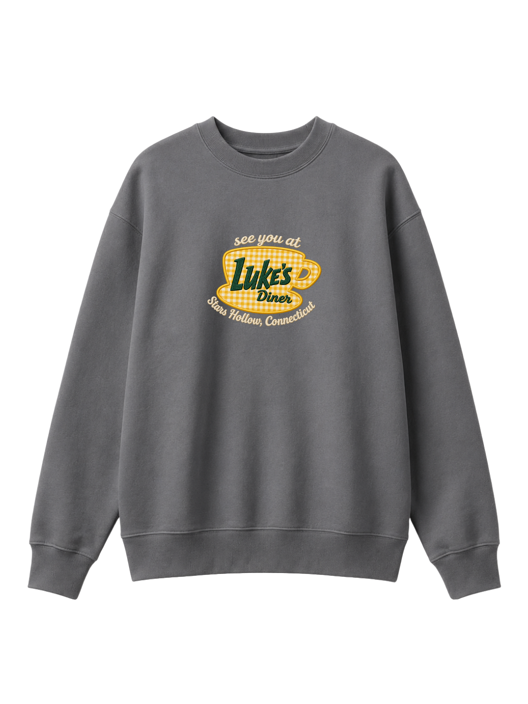 Chaotic Mom Gingham Embroided See You At Lukes Diner Coffee Cup Sweatshirt