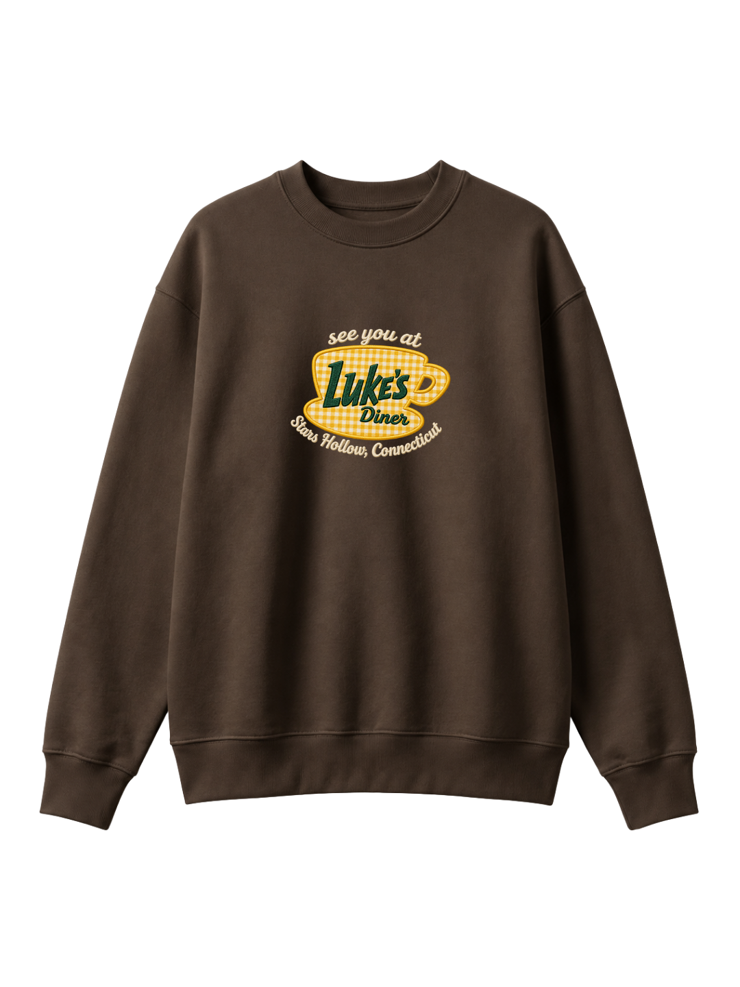 Chaotic Mom Gingham Embroided See You At Lukes Diner Coffee Cup Sweatshirt
