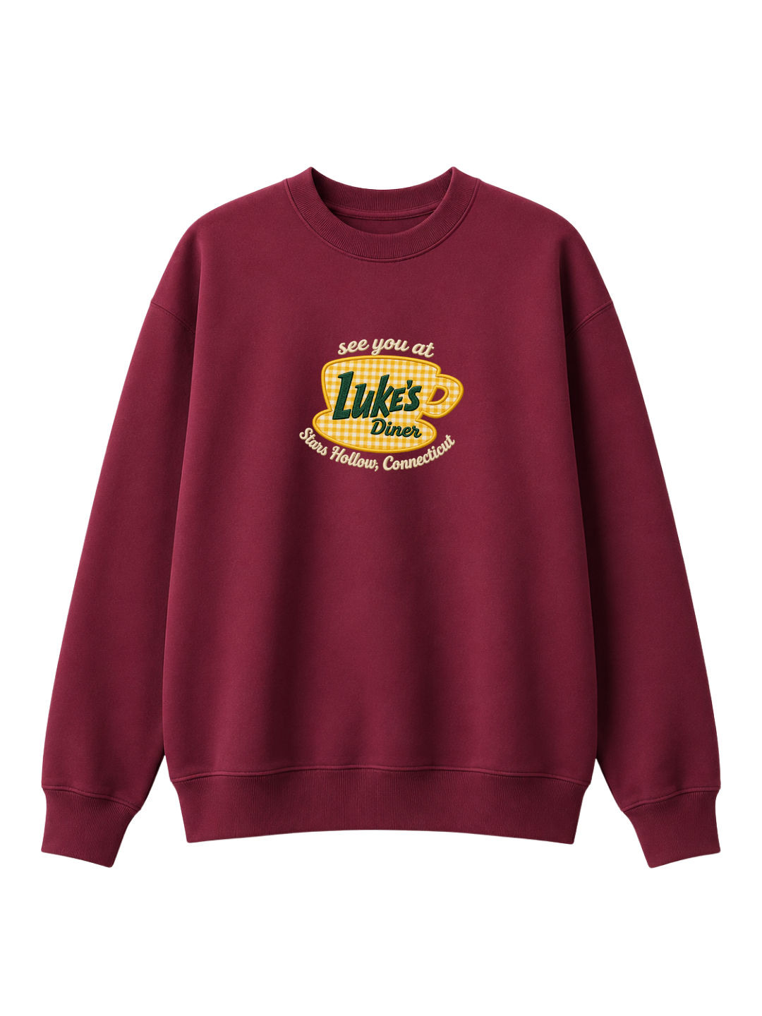 Chaotic Mom Gingham Embroided See You At Lukes Diner Coffee Cup Sweatshirt
