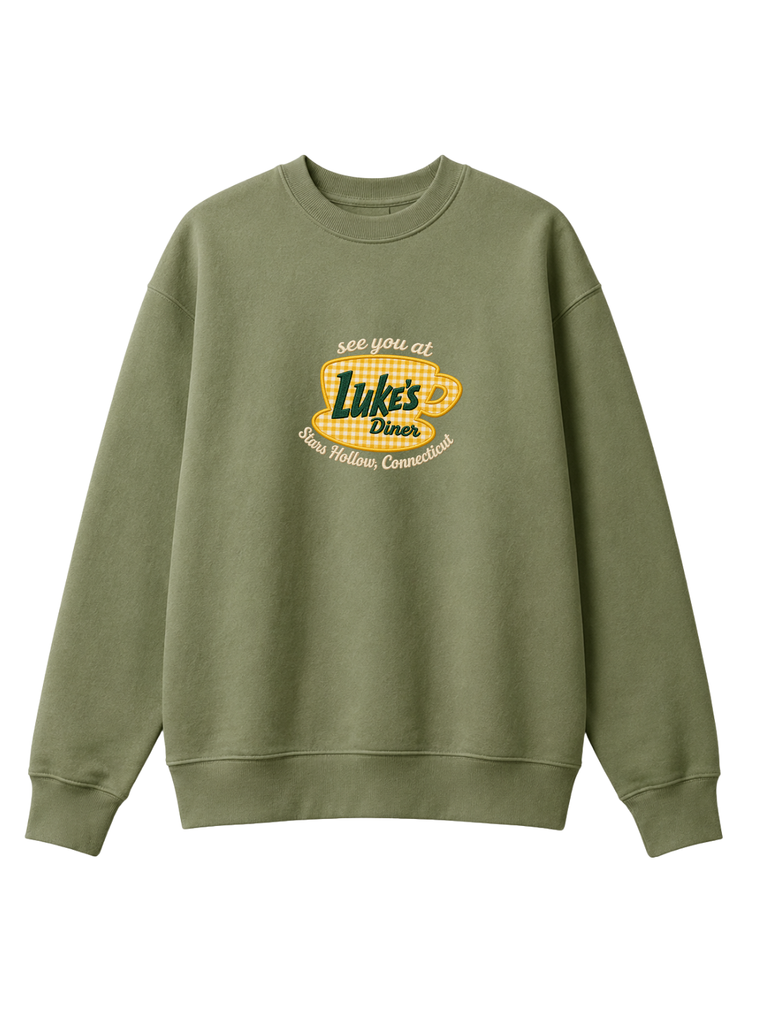 Chaotic Mom Gingham Embroided See You At Lukes Diner Coffee Cup Sweatshirt