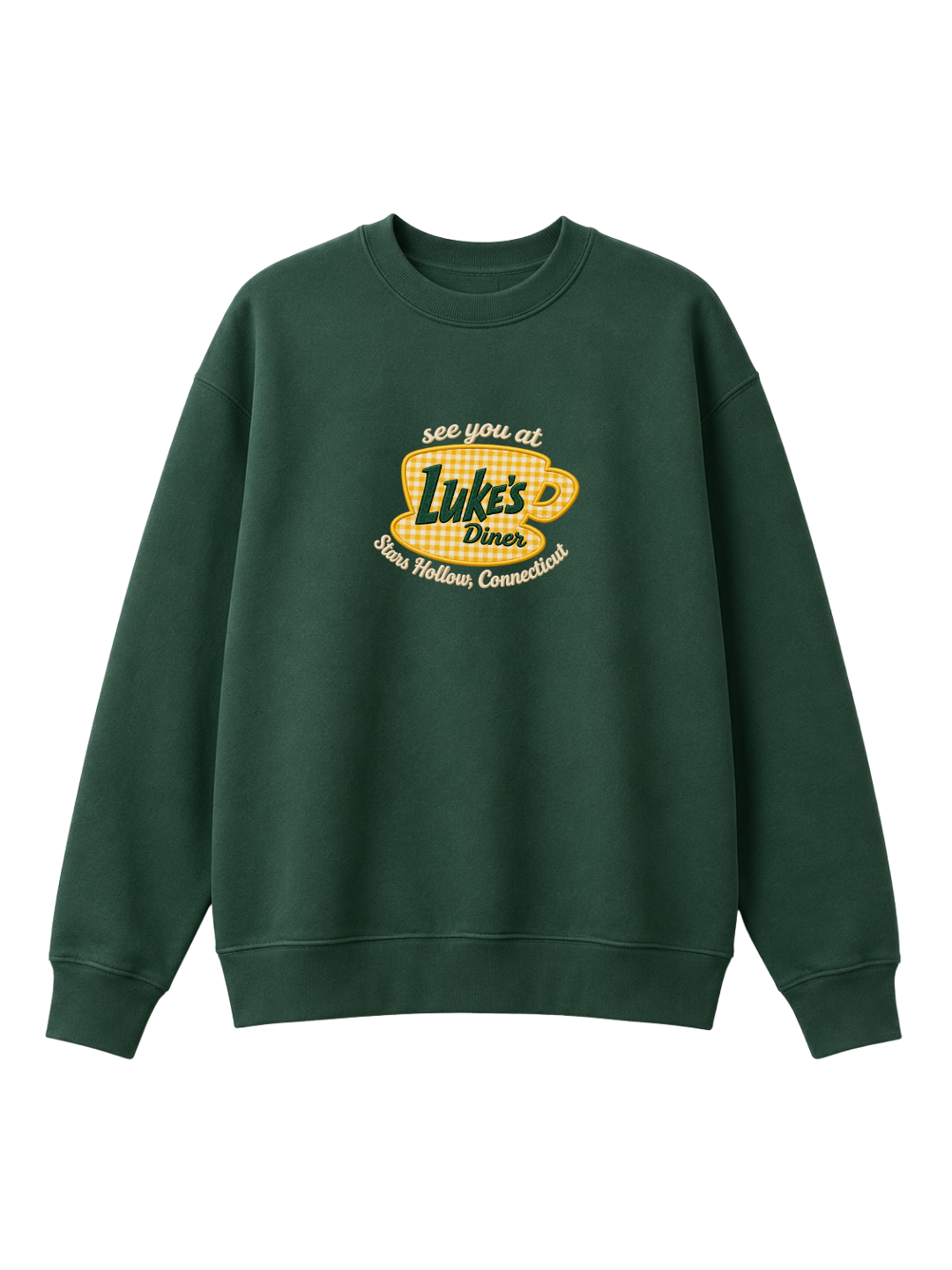 Chaotic Mom Gingham Embroided See You At Lukes Diner Coffee Cup Sweatshirt