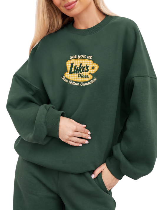 Chaotic Mom Gingham Embroided See You At Lukes Diner Coffee Cup Sweatshirt
