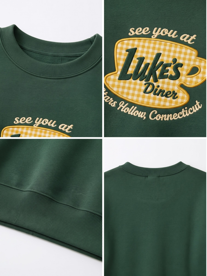 Chaotic Mom Gingham Embroided See You At Lukes Diner Coffee Cup Sweatshirt