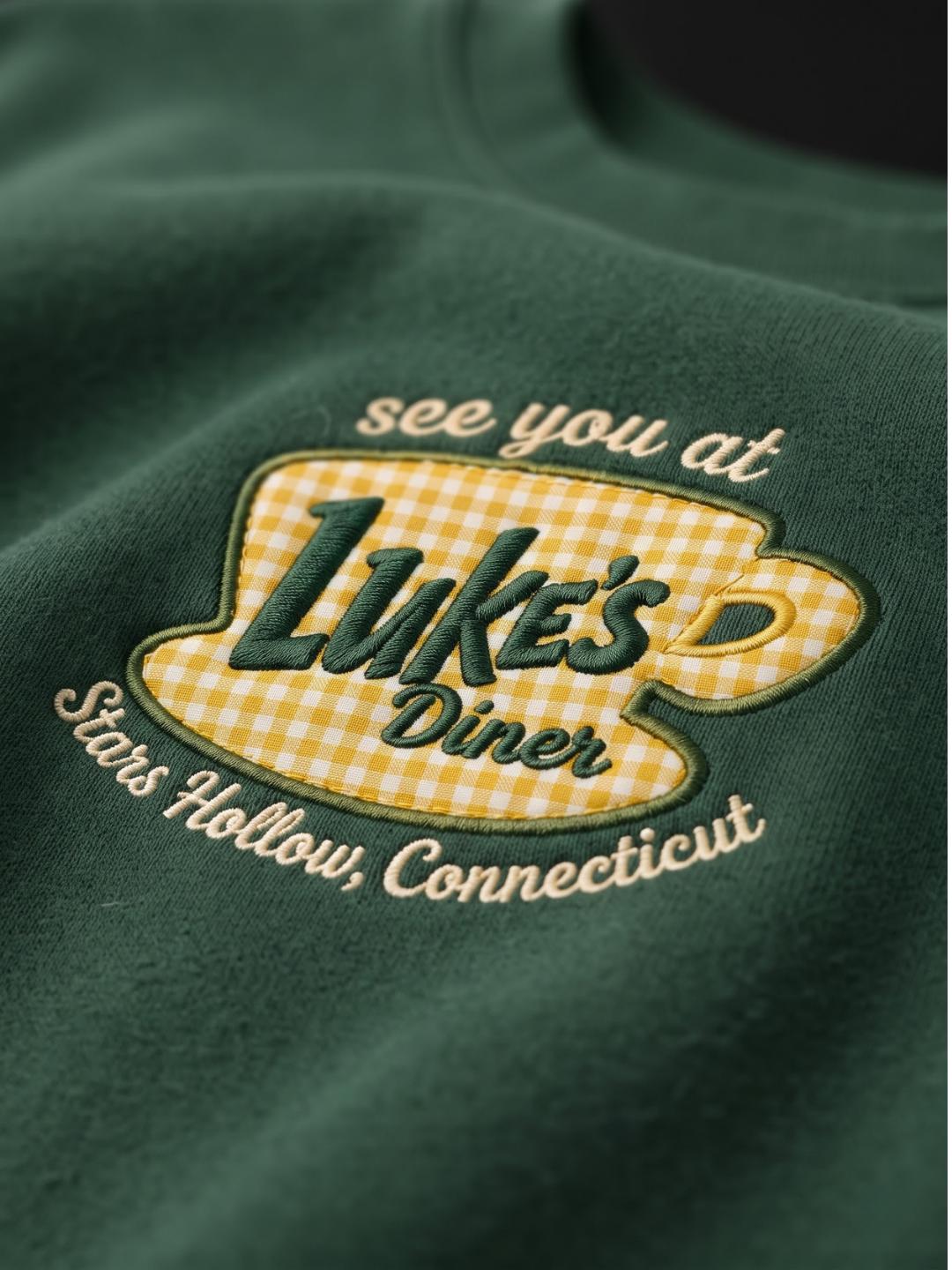 Chaotic Mom Gingham Embroided See You At Lukes Diner Coffee Cup Sweatshirt