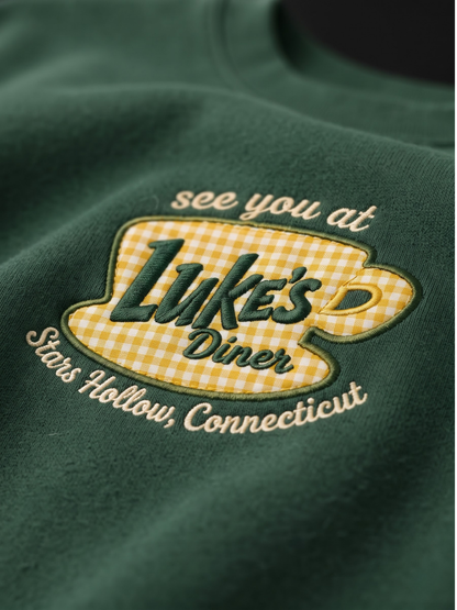 Chaotic Mom Gingham Embroided See You At Lukes Diner Coffee Cup Sweatshirt