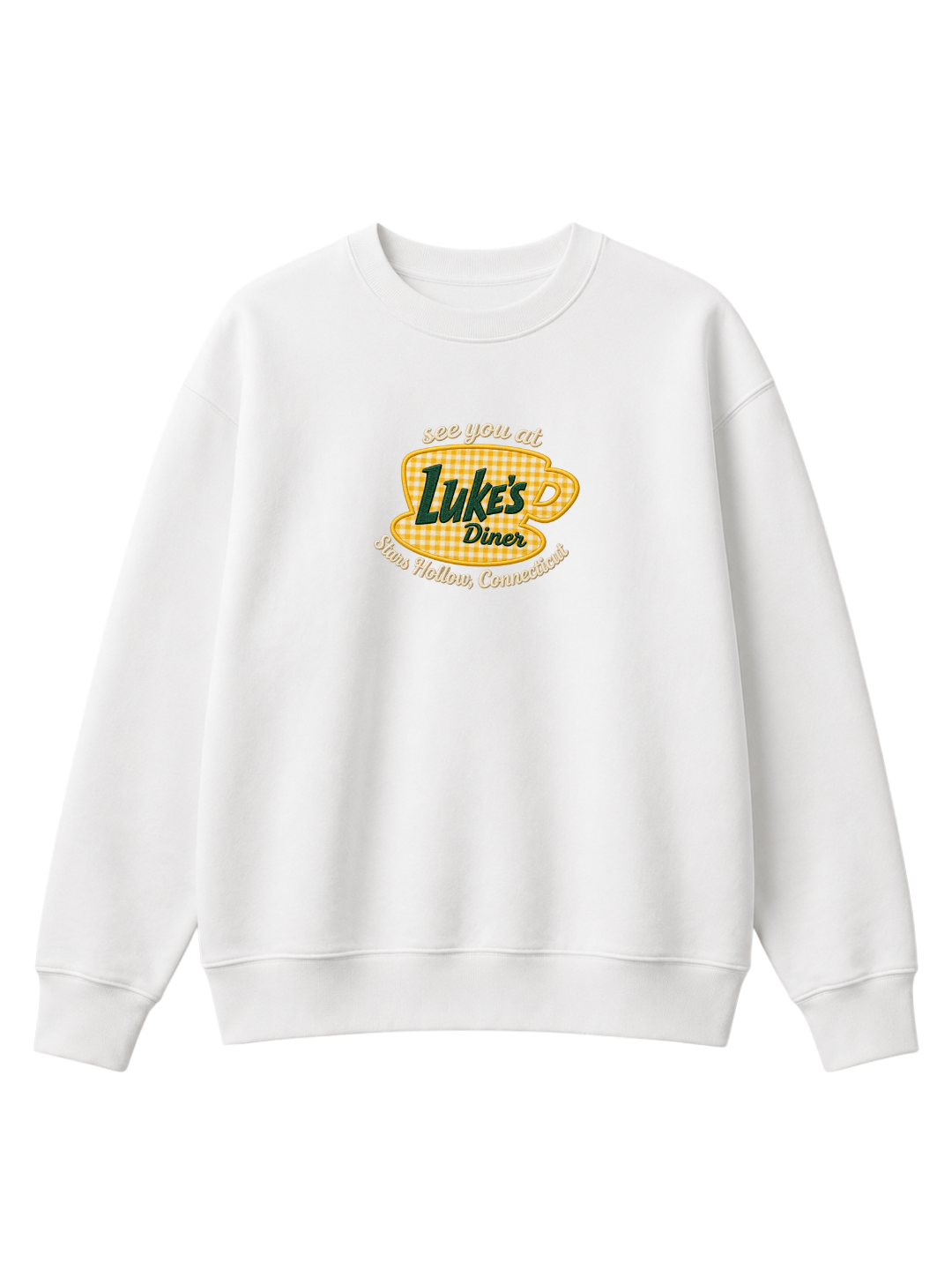 Chaotic Mom Gingham Embroided See You At Lukes Diner Coffee Cup Sweatshirt