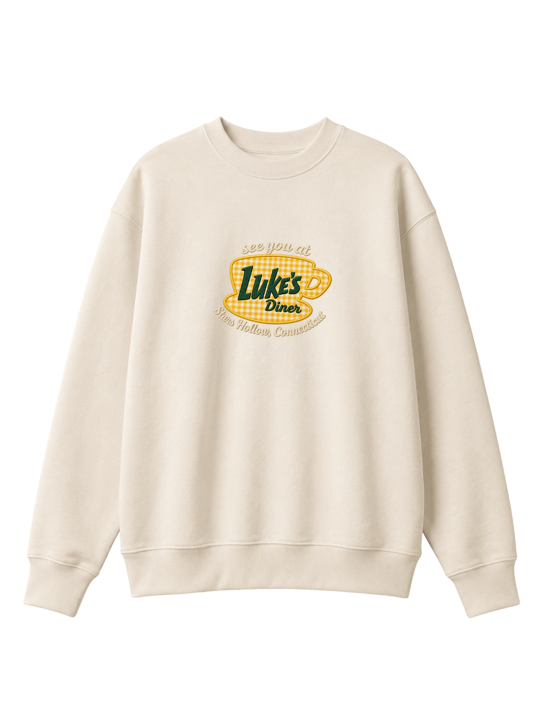 Chaotic Mom Gingham Embroided See You At Lukes Diner Coffee Cup Sweatshirt