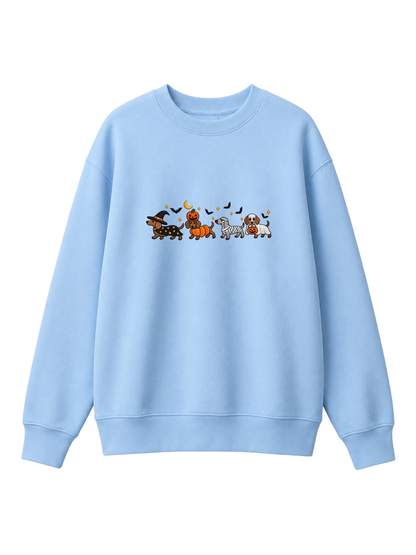 Chaotic Mom Halloween Dachshund Costumes Parade Spooky Season Crewneck Sweatshirt