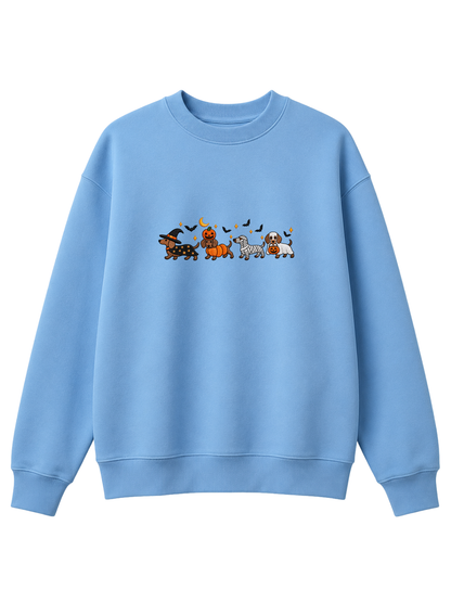 Chaotic Mom Halloween Dachshund Costumes Parade Spooky Season Crewneck Sweatshirt