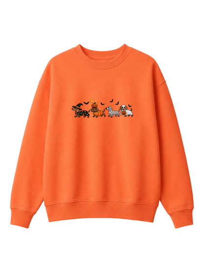 Chaotic Mom Halloween Dachshund Costumes Parade Spooky Season Crewneck Sweatshirt