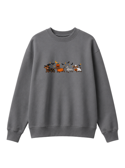 Chaotic Mom Halloween Dachshund Costumes Parade Spooky Season Crewneck Sweatshirt