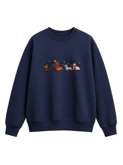 Chaotic Mom Halloween Dachshund Costumes Parade Spooky Season Crewneck Sweatshirt