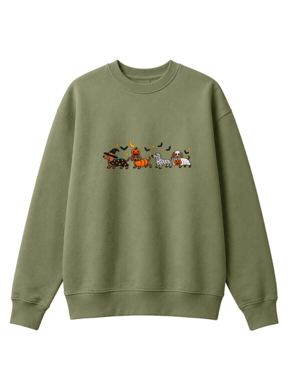 Chaotic Mom Halloween Dachshund Costumes Parade Spooky Season Crewneck Sweatshirt