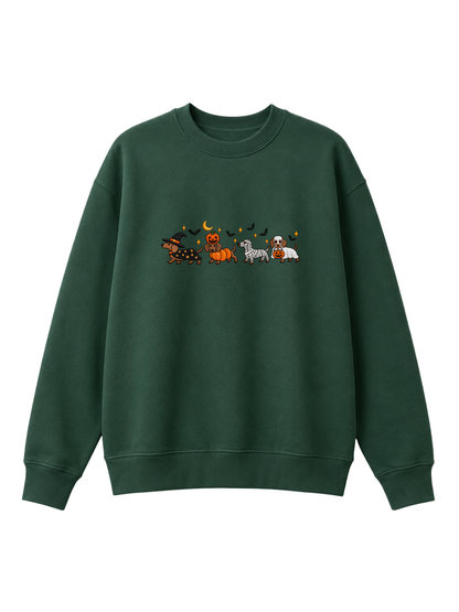 Chaotic Mom Halloween Dachshund Costumes Parade Spooky Season Crewneck Sweatshirt