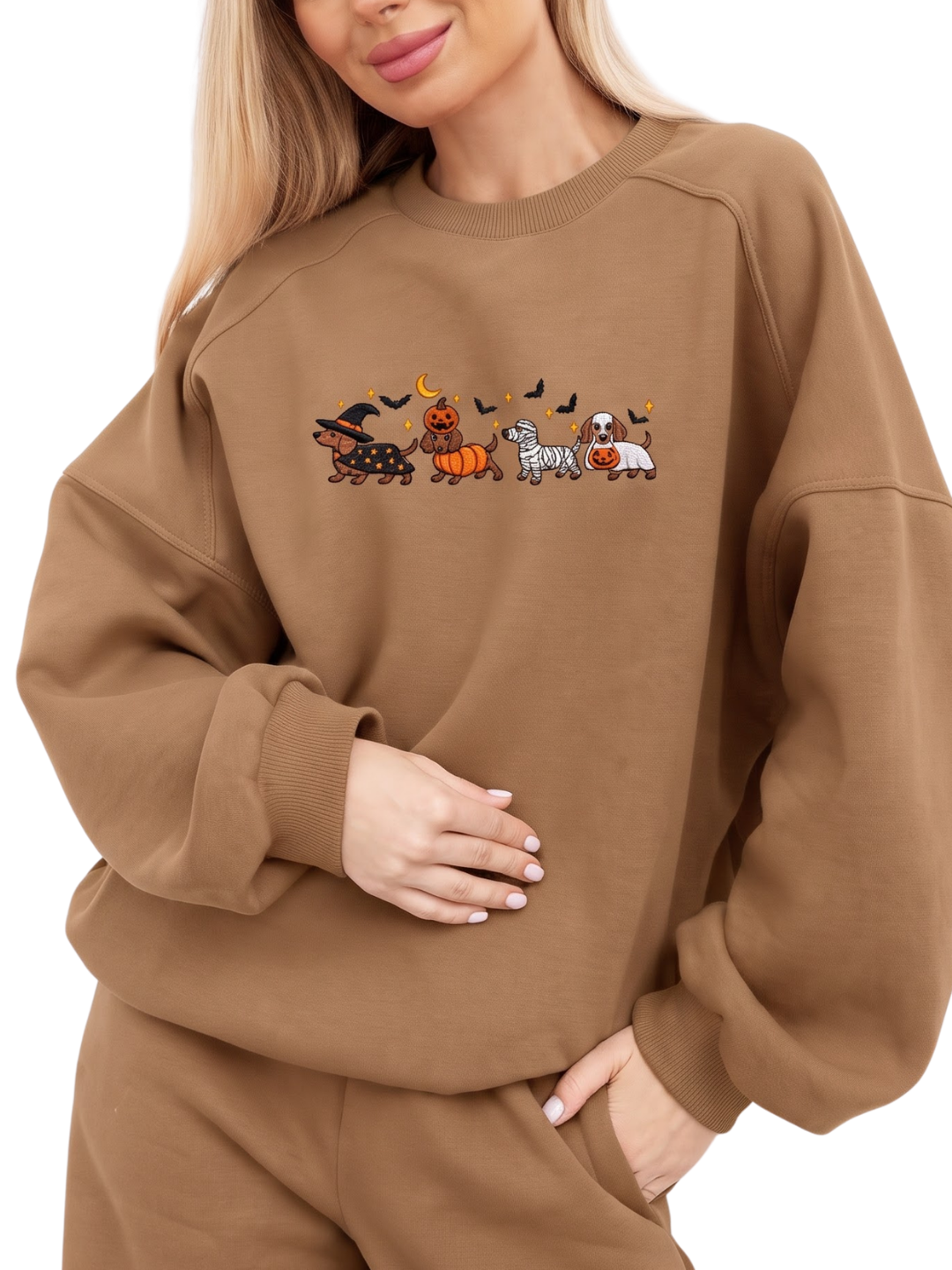 Chaotic Mom Halloween Dachshund Costumes Parade Spooky Season Crewneck Sweatshirt
