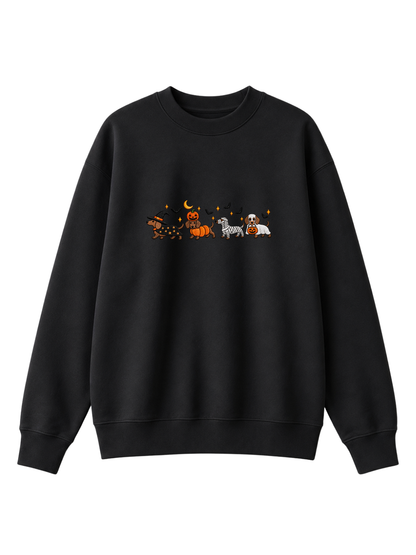 Chaotic Mom Halloween Dachshund Costumes Parade Spooky Season Crewneck Sweatshirt