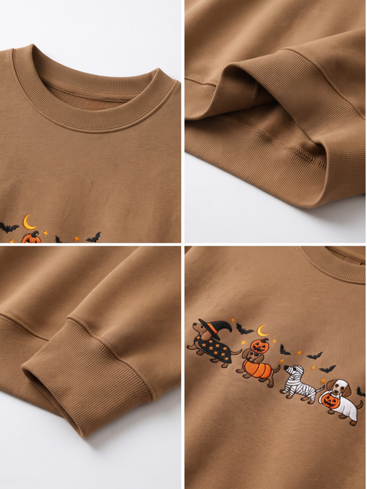 Chaotic Mom Halloween Dachshund Costumes Parade Spooky Season Crewneck Sweatshirt