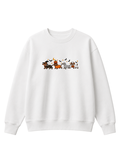 Chaotic Mom Halloween Dachshund Costumes Parade Spooky Season Crewneck Sweatshirt