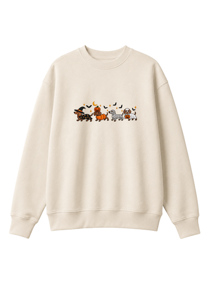 Chaotic Mom Halloween Dachshund Costumes Parade Spooky Season Crewneck Sweatshirt