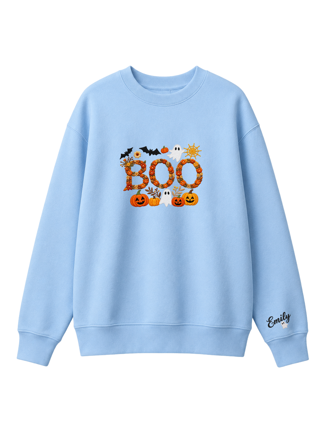 Chaotic Mom Personalized Embroided Floral Boo Spooky Fall Sweatshirt
