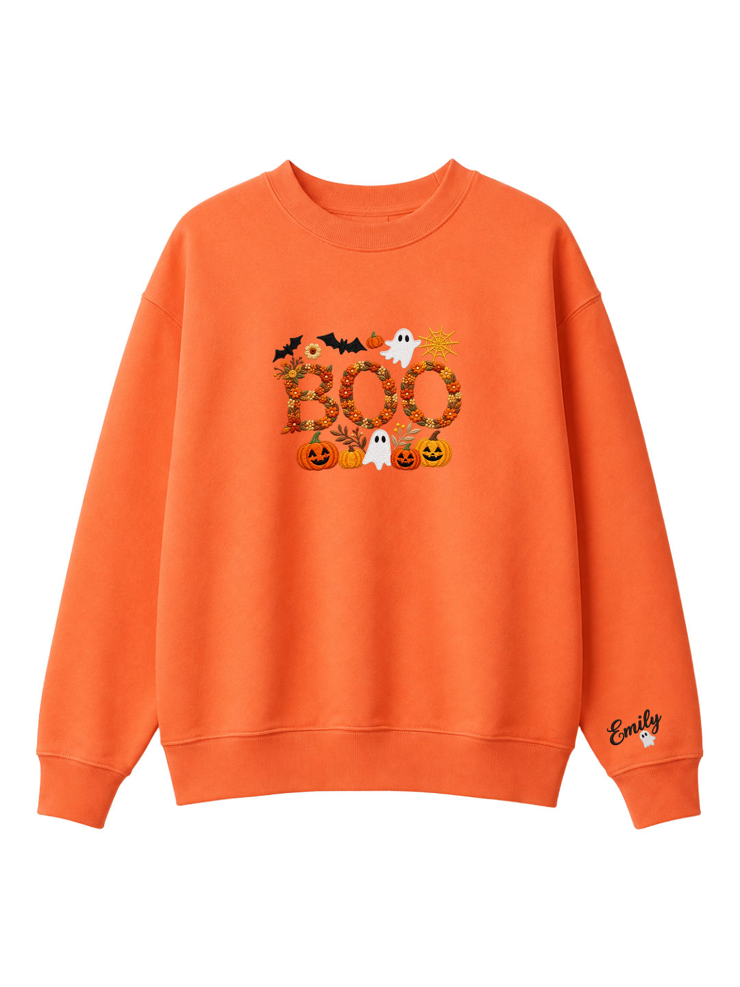 Chaotic Mom Personalized Embroided Floral Boo Spooky Fall Sweatshirt