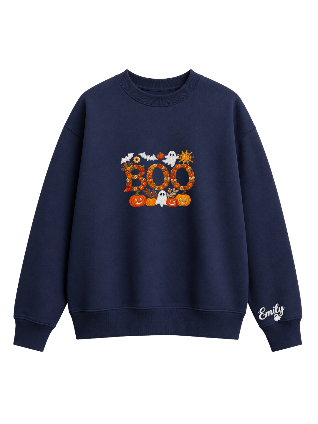 Chaotic Mom Personalized Embroided Floral Boo Spooky Fall Sweatshirt