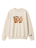 Chaotic Mom Personalized Embroided Floral Boo Spooky Fall Sweatshirt