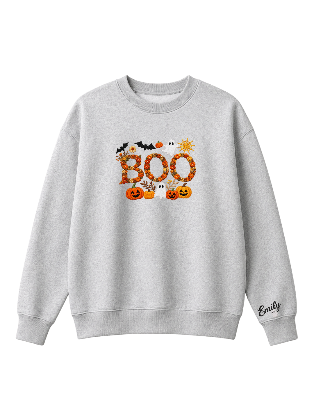 Chaotic Mom Personalized Embroided Floral Boo Spooky Fall Sweatshirt
