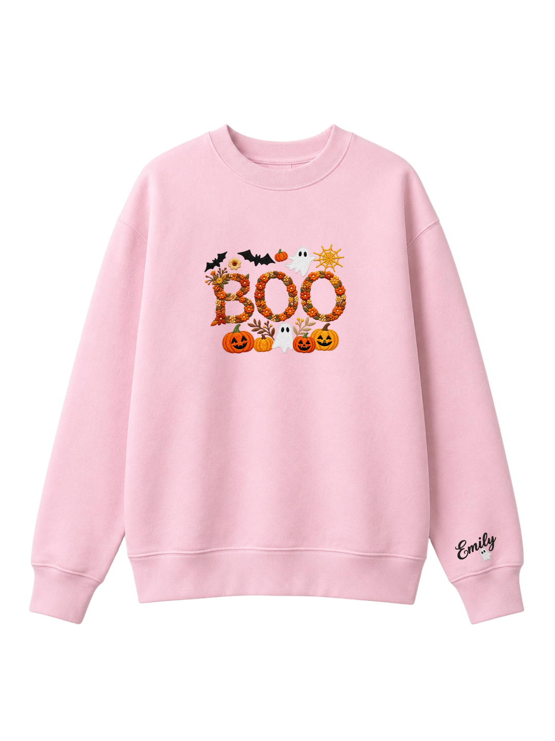 Chaotic Mom Personalized Embroided Floral Boo Spooky Fall Sweatshirt