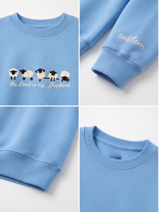 Chaotic Mom Personalized Embroided The Lord Is My Shepherd Sheep Lineup Faith Sweatshirt