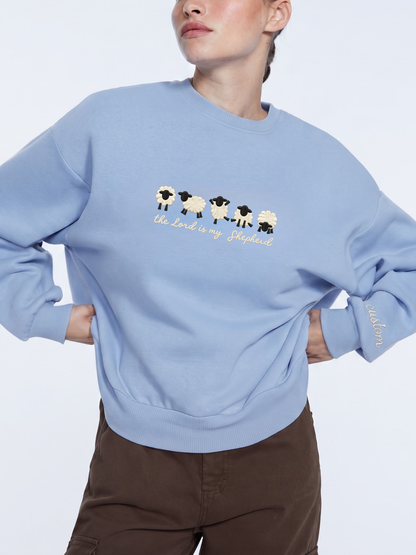 Chaotic Mom Personalized Embroided The Lord Is My Shepherd Sheep Lineup Faith Sweatshirt