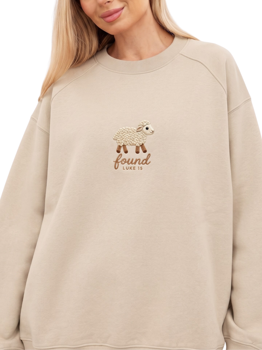 Chaoticmom Bible Verse Luke 15 Found Cute Lamb Minimalist Chest Sweatshirt